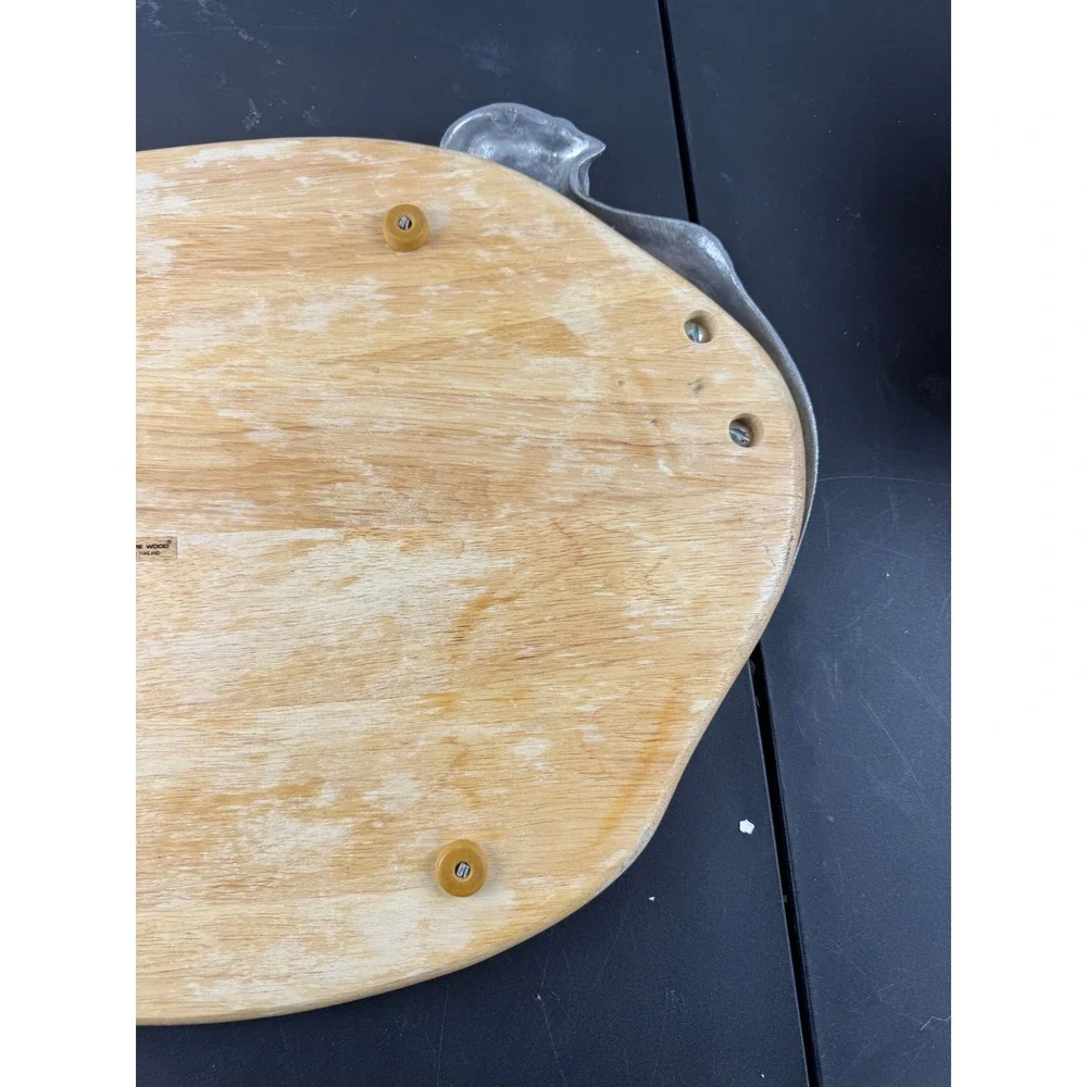Winsome‎ Wood Vintage Turkey Cutting Board Serving Platter Metal Head Tail 22in